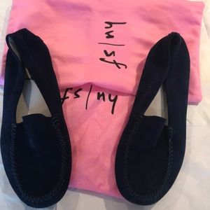 FS/ny suede moccasin drivers,  blue, size 391/2